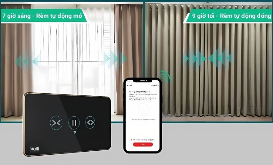 Tính năng hẹn giờ của công tắc rèm thông minh Rạng Đông 