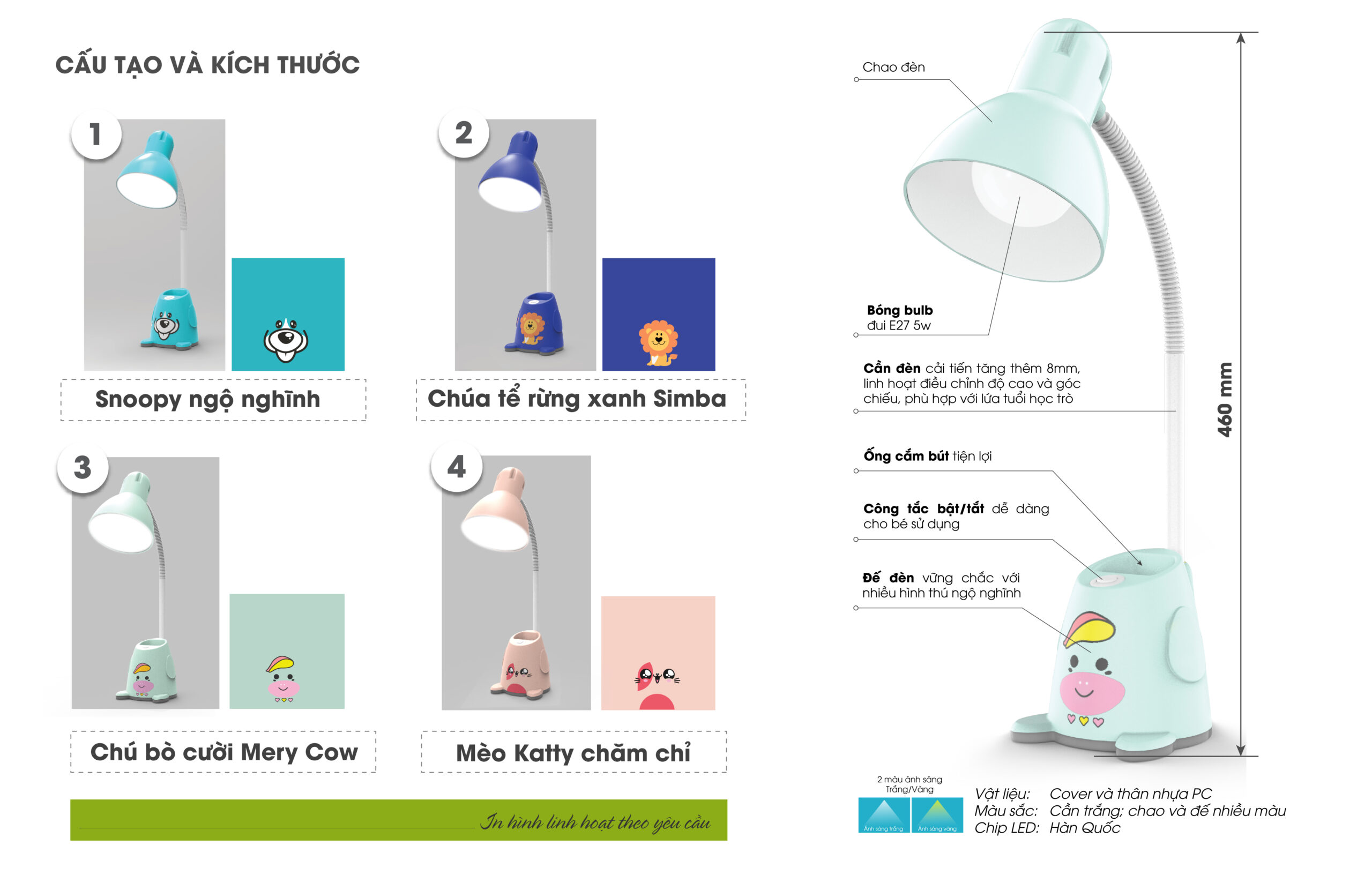 Cấu tạo Đèn LED Bàn Học 5W RD-RL-24.V2 Chống Cận