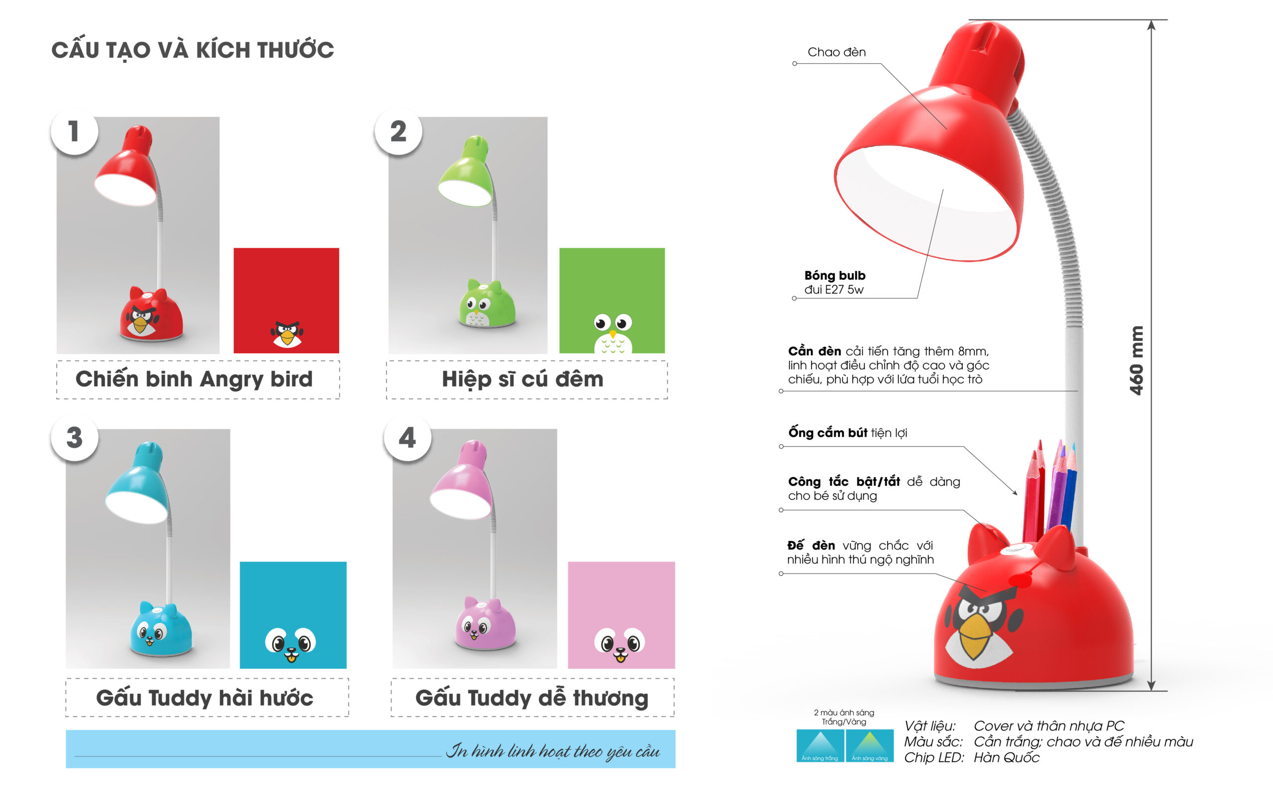 Cấu tạo Đèn LED Bàn Học 5W RD-RL-27.V2 Chống Cận