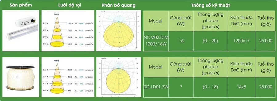 Tổng hợp đèn led nuôi đông trùng hạ thảo Rạng Đông