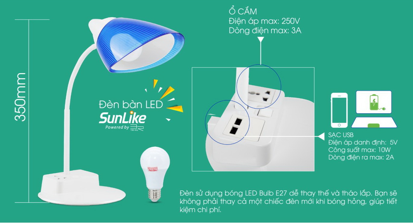 Đèn LED Bàn Học 8W RD-RL-40 (OC-USB)