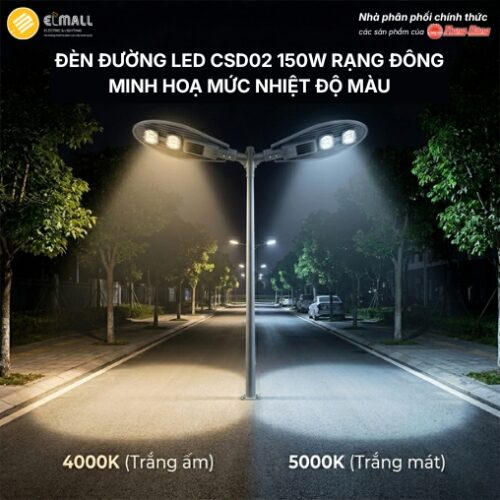 đèn csd02 150w có 2 mức nhiệt độ màu 4000K/5000K
