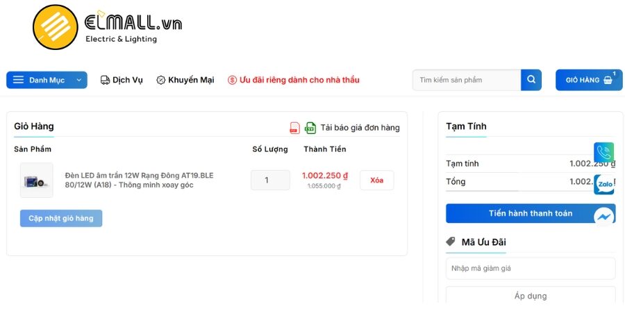 bước 3 đặt mua sản phẩm