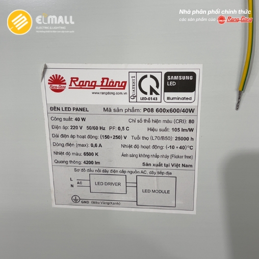 nhãn thông số đèn led panel p08 60x60 40w ss kpk