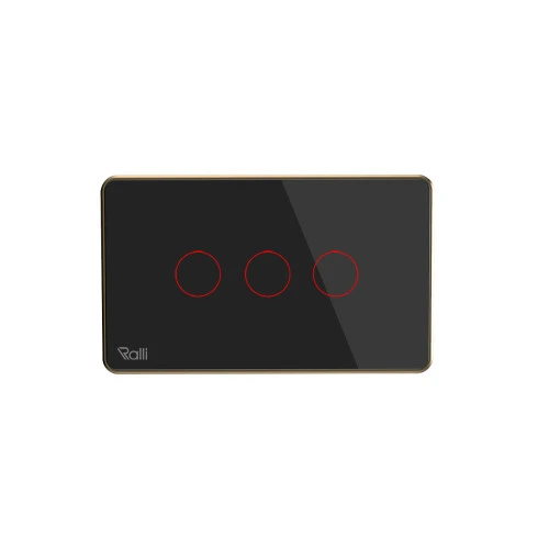 Công tắc cắm ứng Rạng Đông ctcu BLE cn 03T 3 nút bấm màu đen