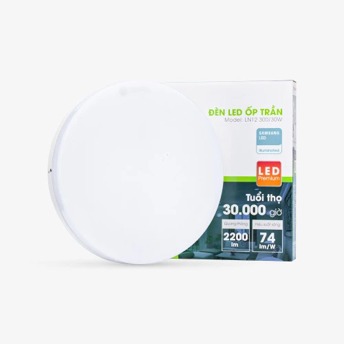 Đèn LED ốp trần tròn 300 30W LN12 đế nhôm vo hop